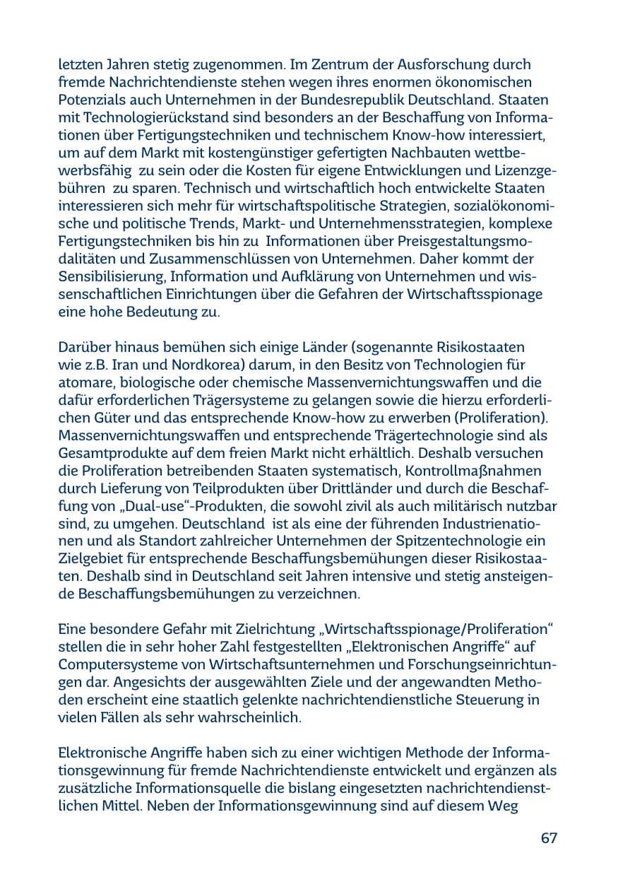 Seite 67 des Verfassungsschutzbericht 2015 Saarland