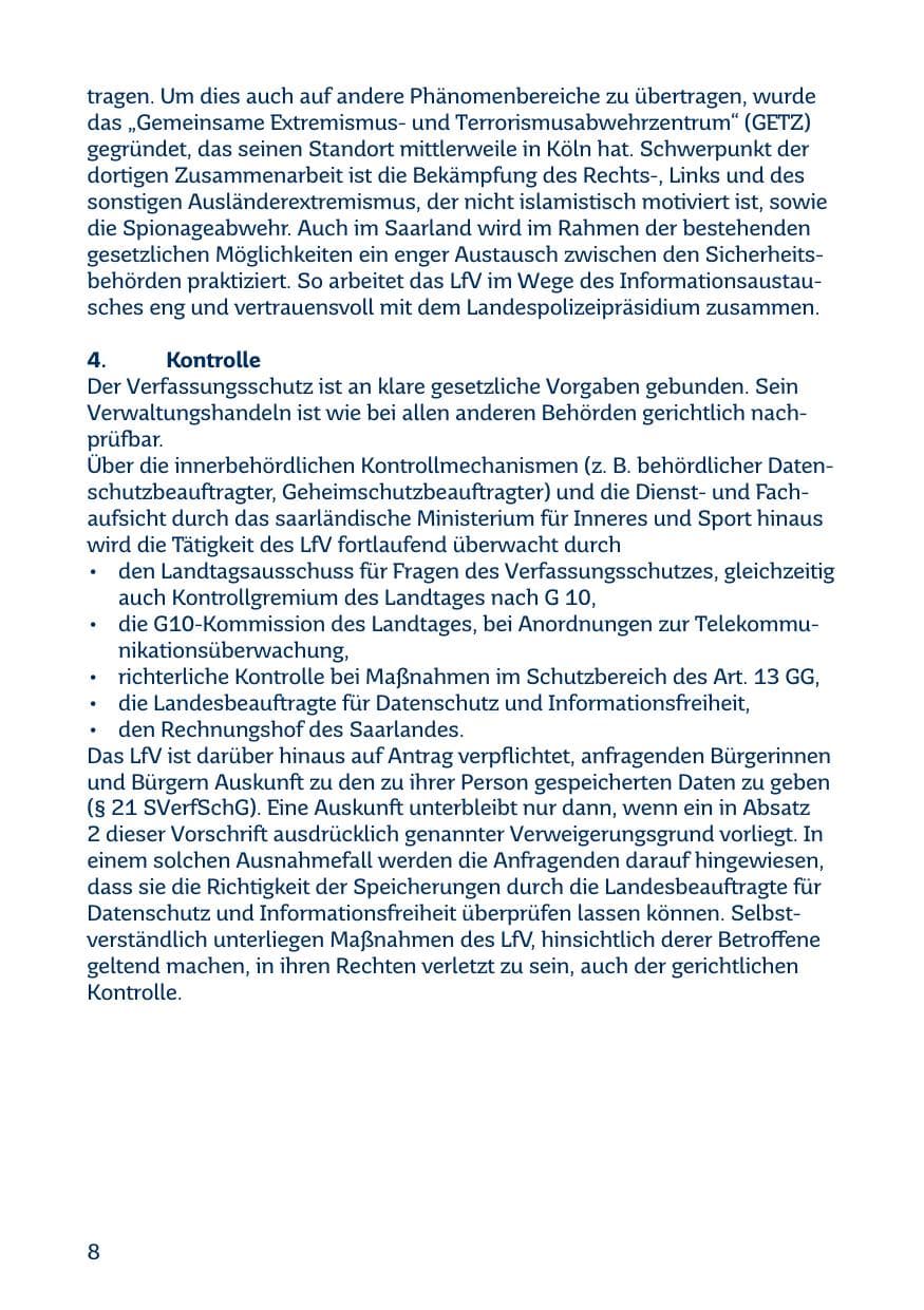 Seite 8 des Verfassungsschutzbericht 2015 Saarland