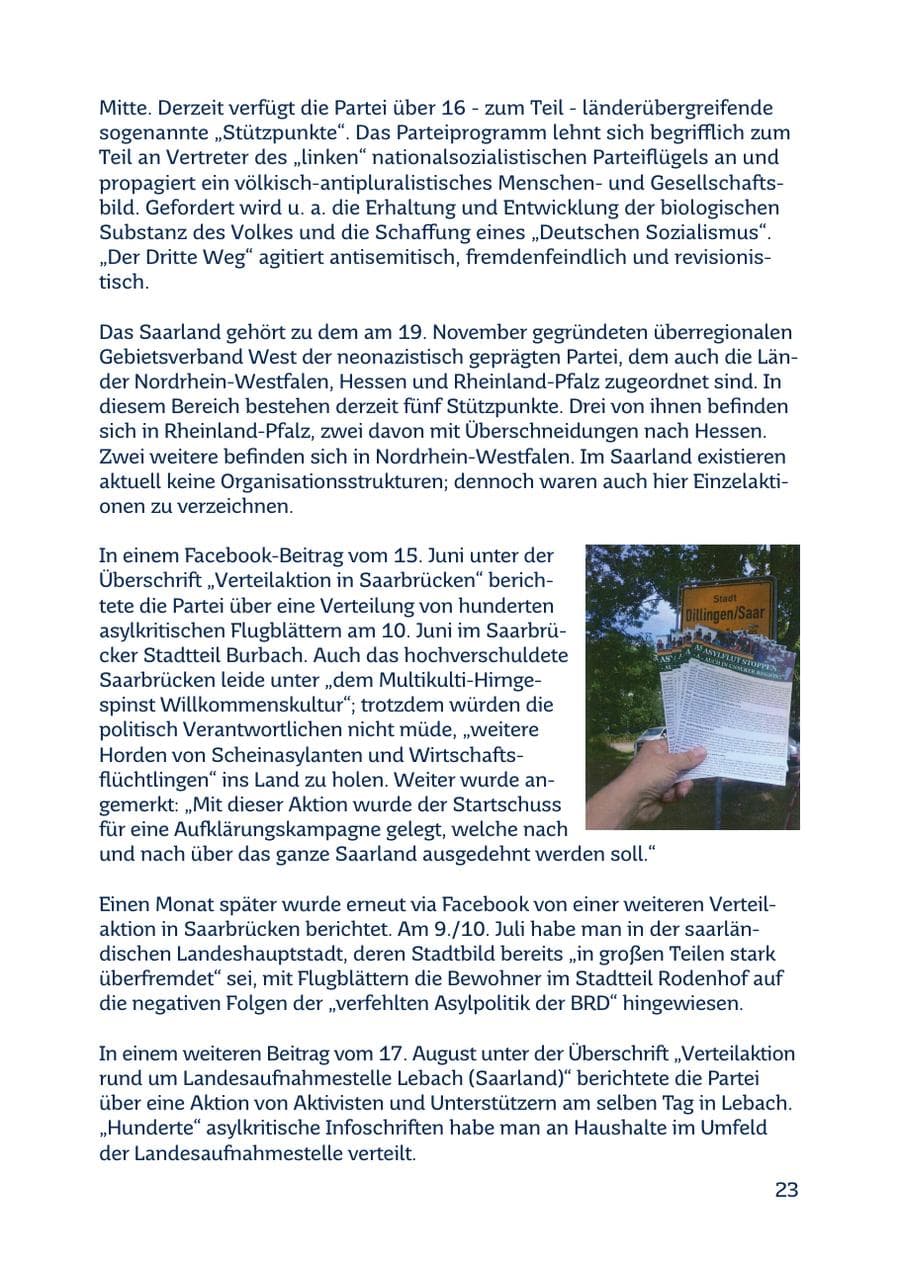 Seite 23 des Verfassungsschutzbericht 2016 Saarland
