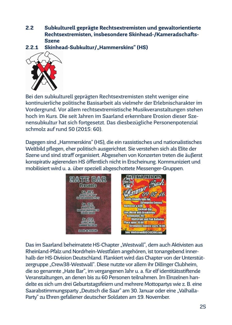 Seite 25 des Verfassungsschutzbericht 2016 Saarland
