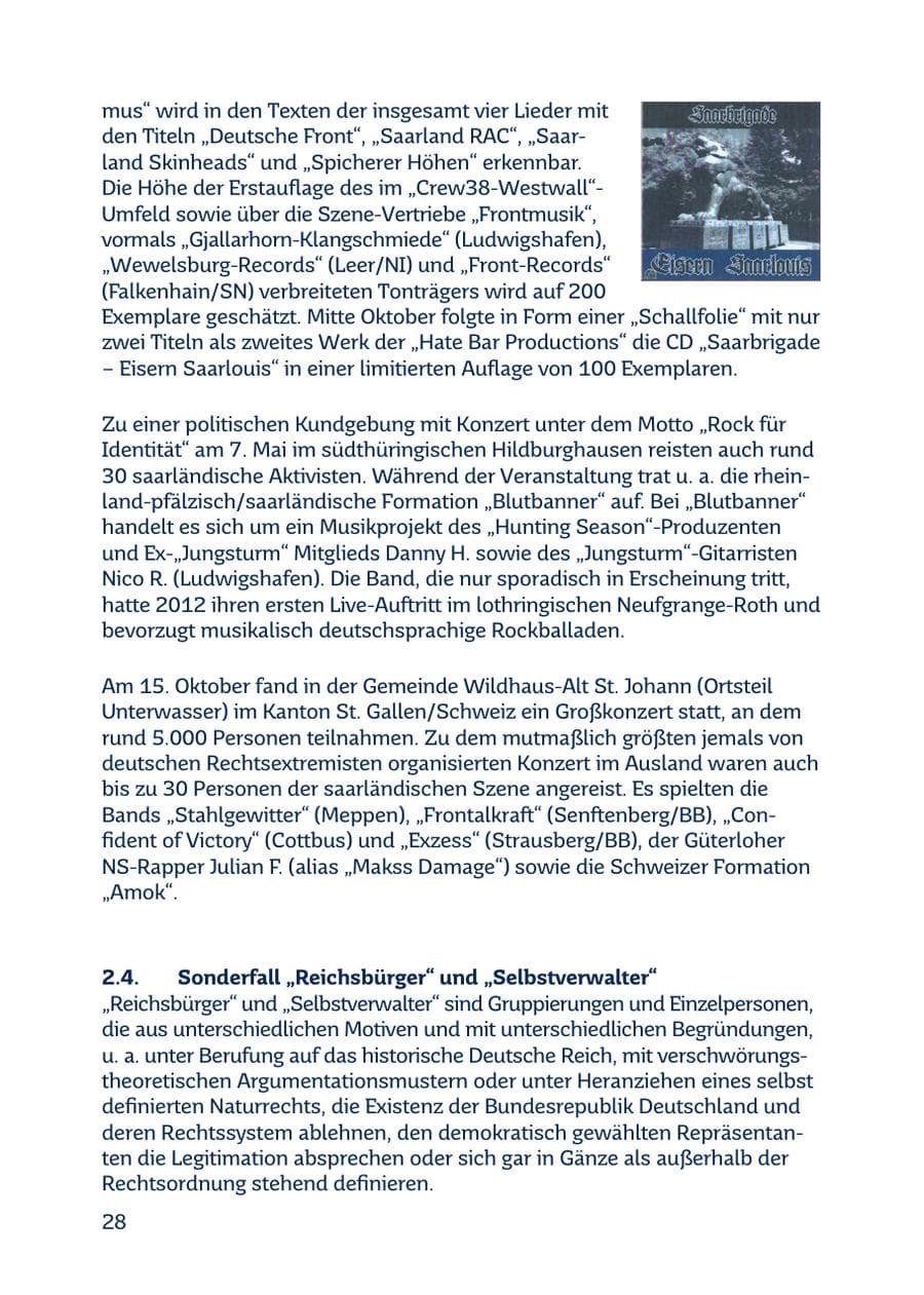 Seite 28 des Verfassungsschutzbericht 2016 Saarland