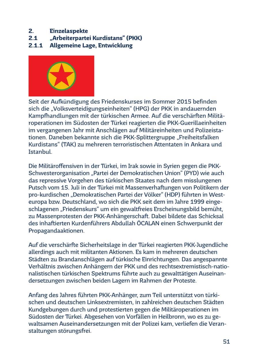 Seite 51 des Verfassungsschutzbericht 2016 Saarland