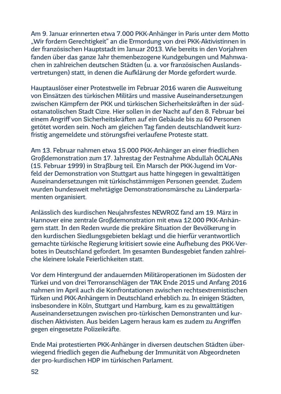 Seite 52 des Verfassungsschutzbericht 2016 Saarland
