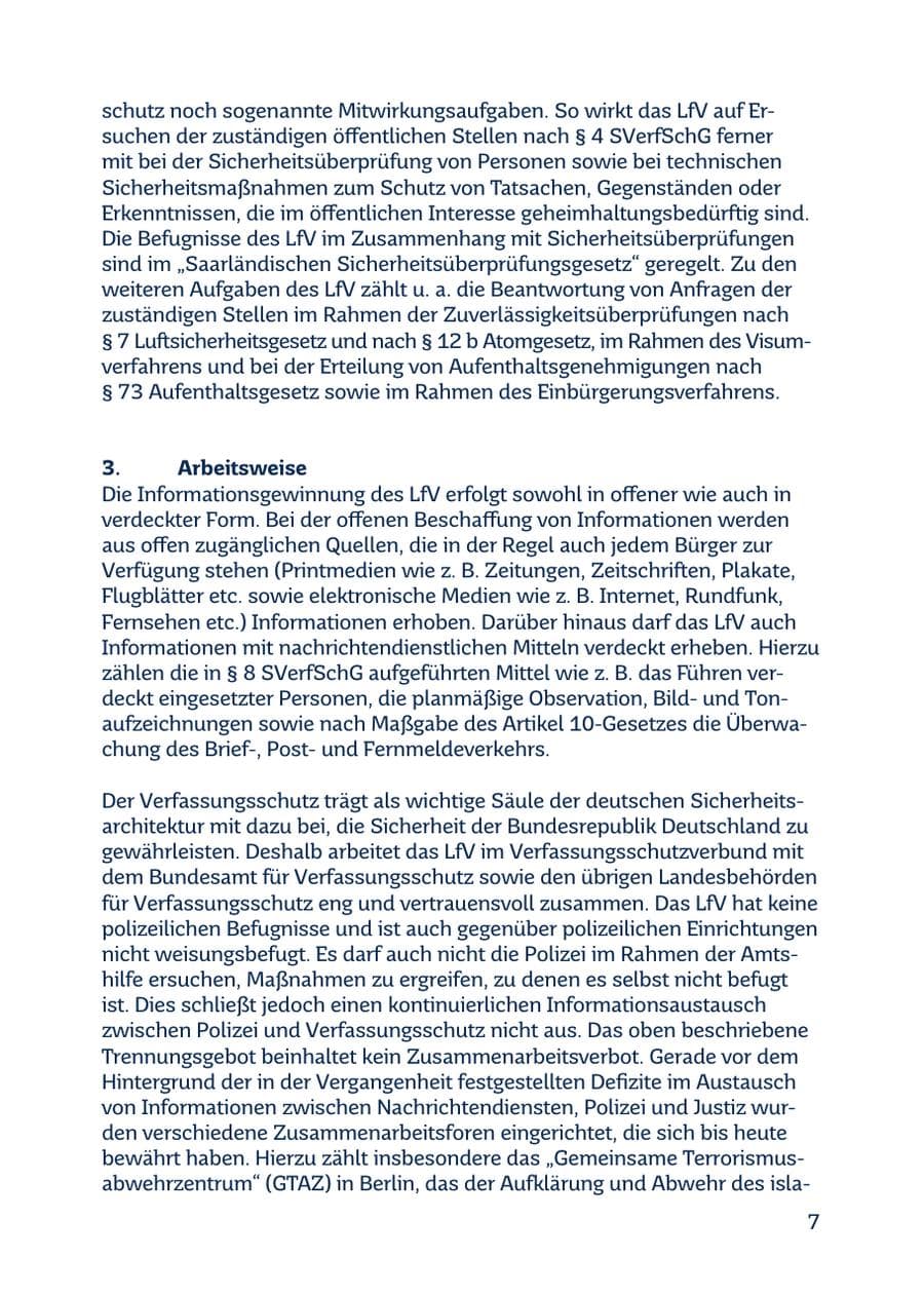 Seite 7 des Verfassungsschutzbericht 2016 Saarland