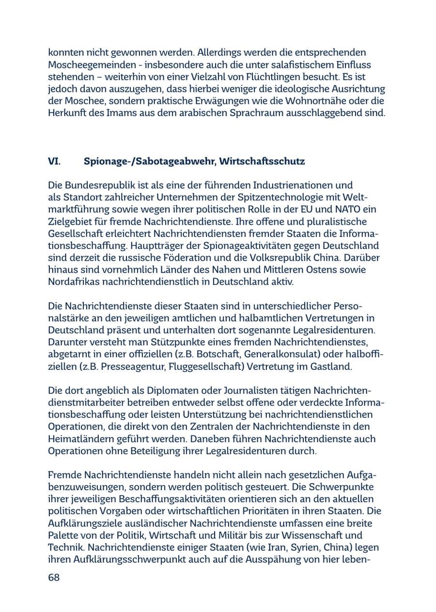 Seite 68 des Verfassungsschutzbericht 2016 Saarland