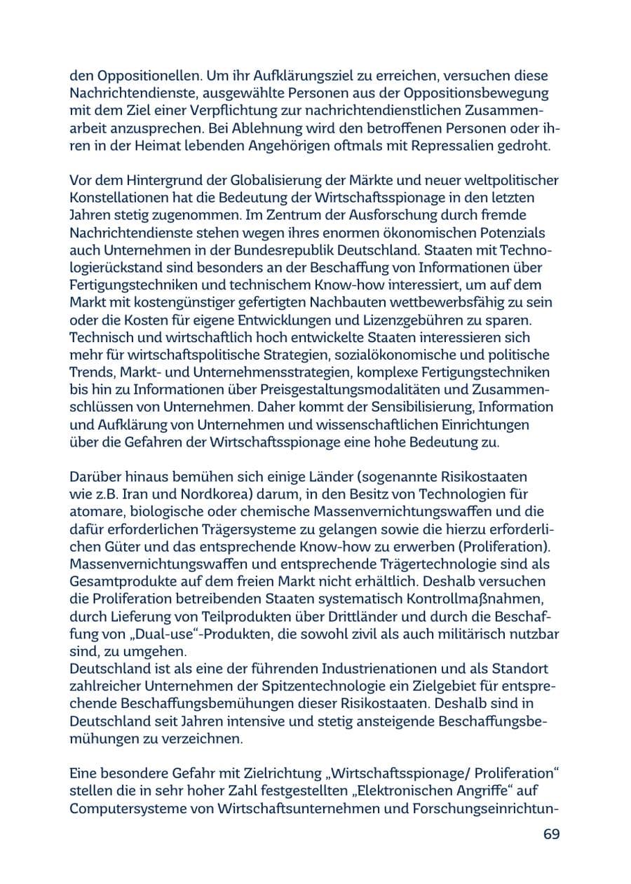Seite 69 des Verfassungsschutzbericht 2016 Saarland