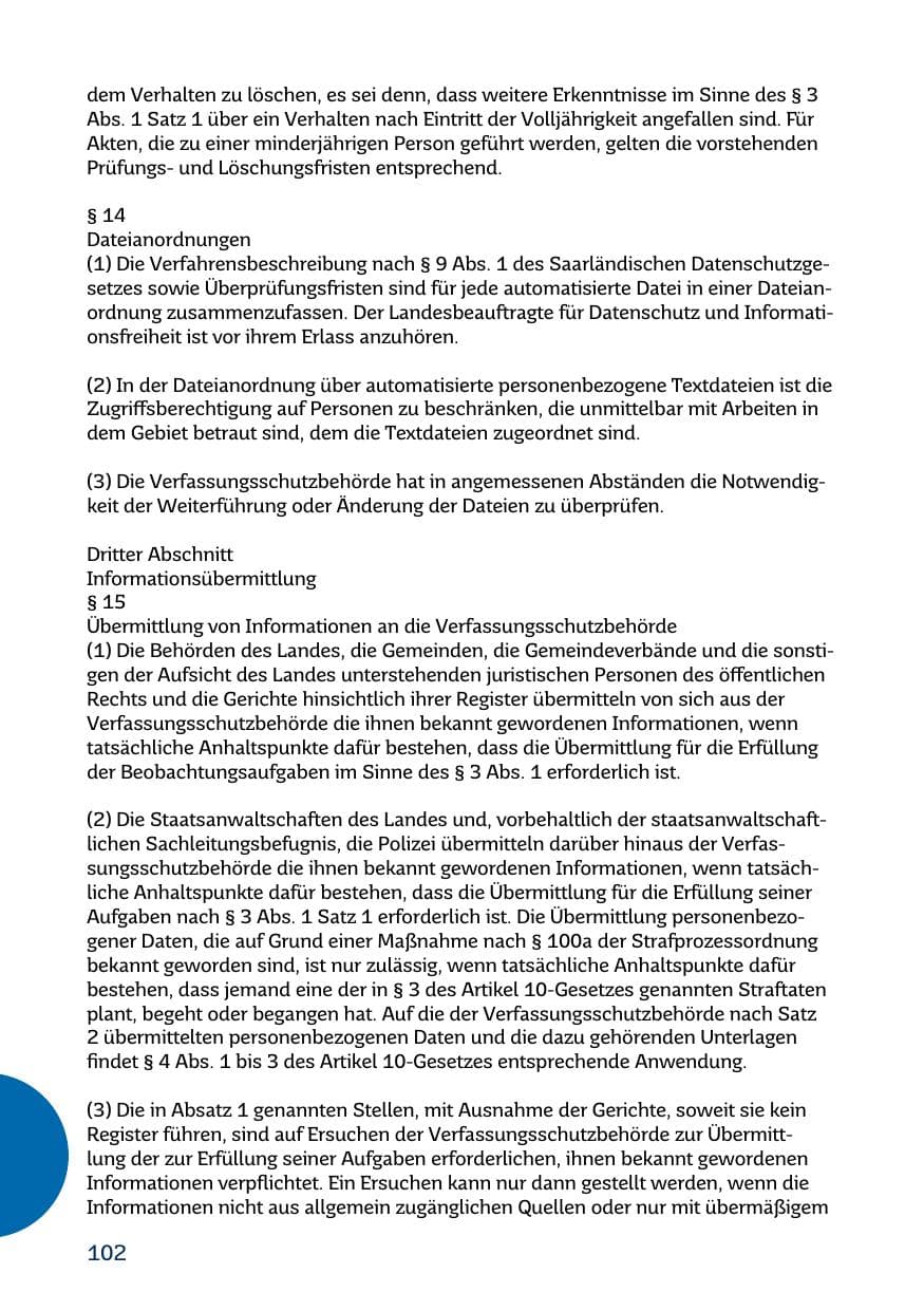 Seite 102 des Verfassungsschutzbericht 2017 Saarland