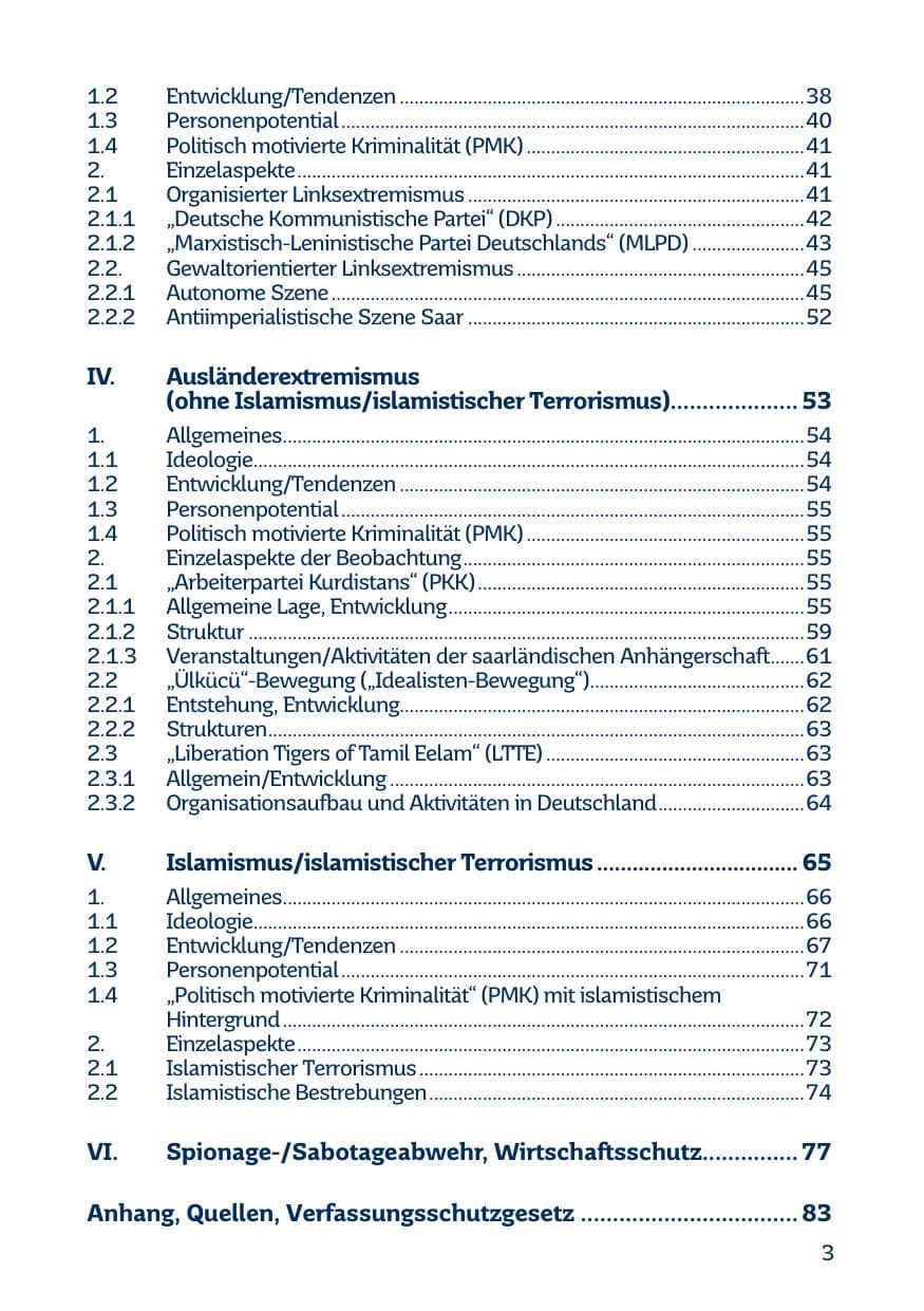 Seite 3 des Verfassungsschutzbericht 2017 Saarland