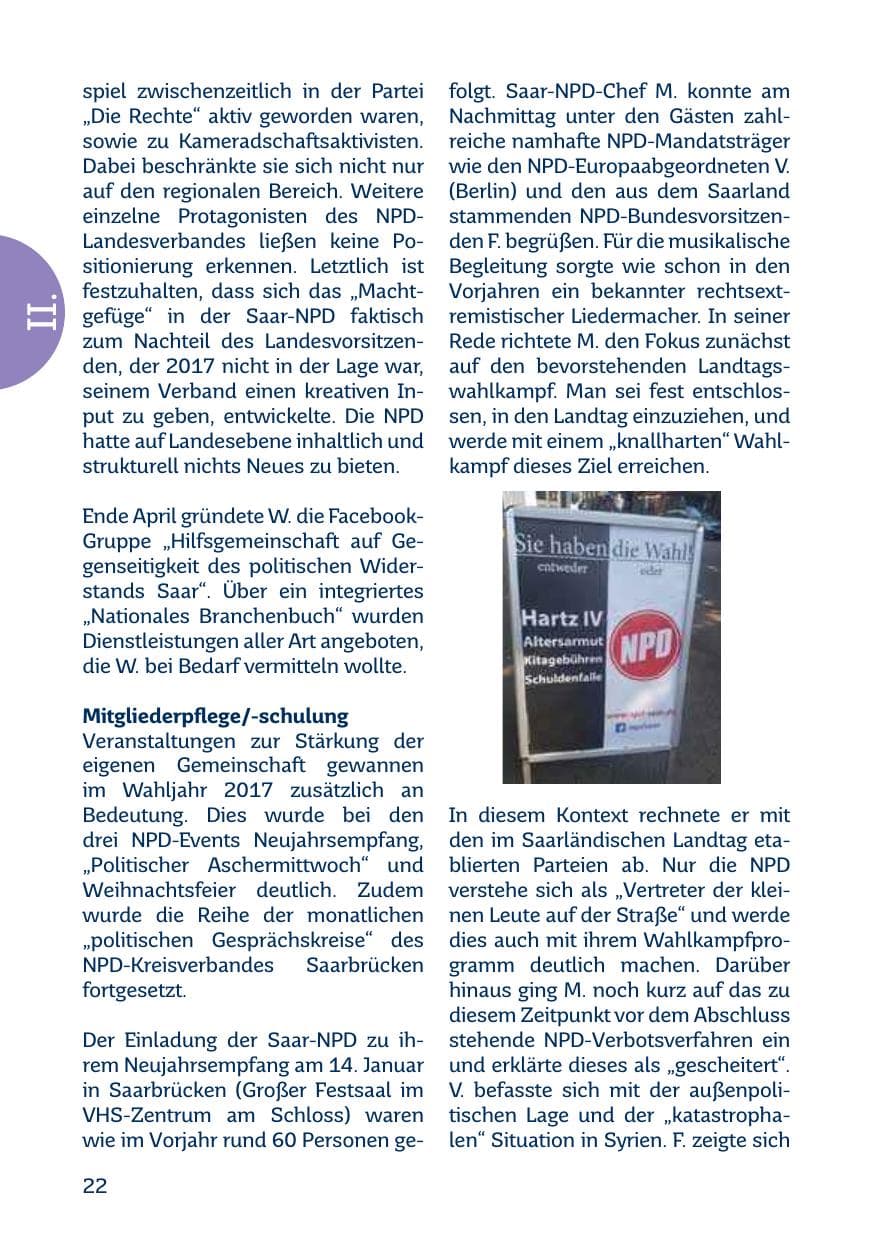 Seite 22 des Verfassungsschutzbericht 2017 Saarland