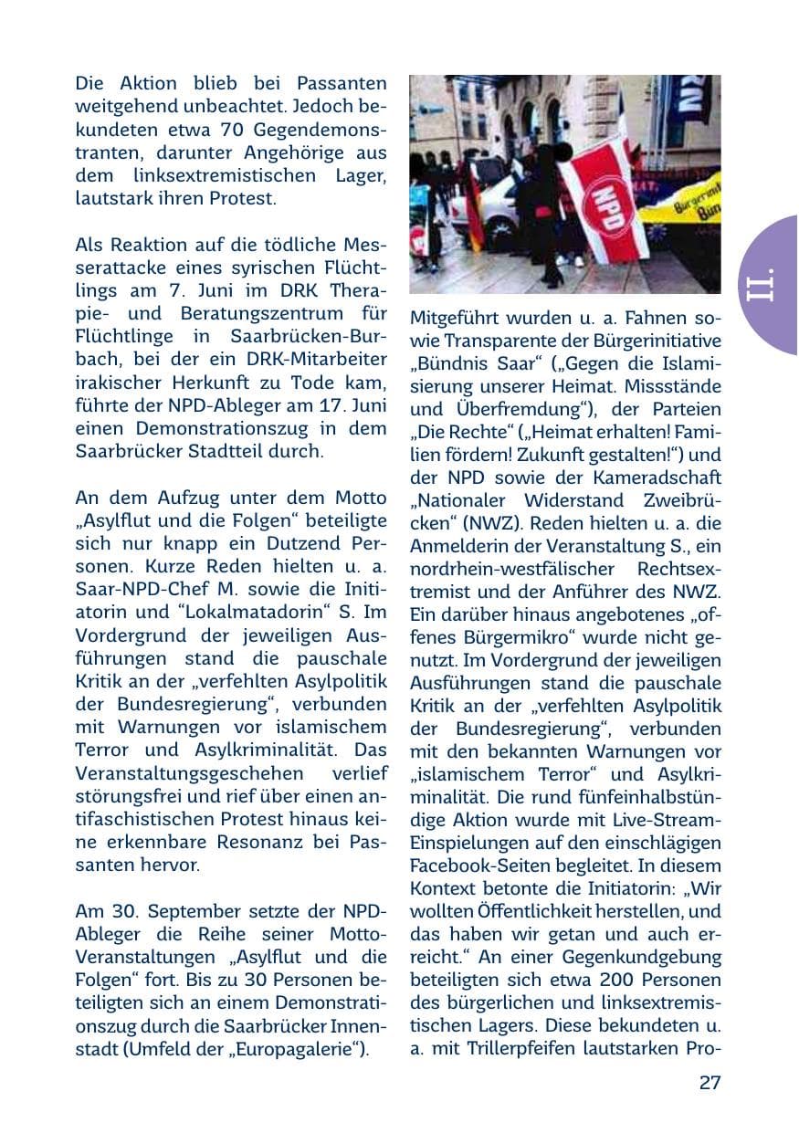 Seite 27 des Verfassungsschutzbericht 2017 Saarland