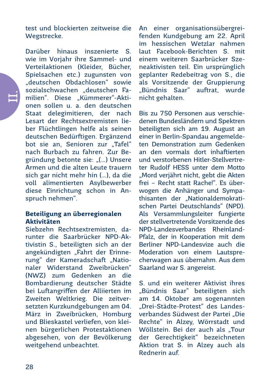 Seite 28 des Verfassungsschutzbericht 2017 Saarland