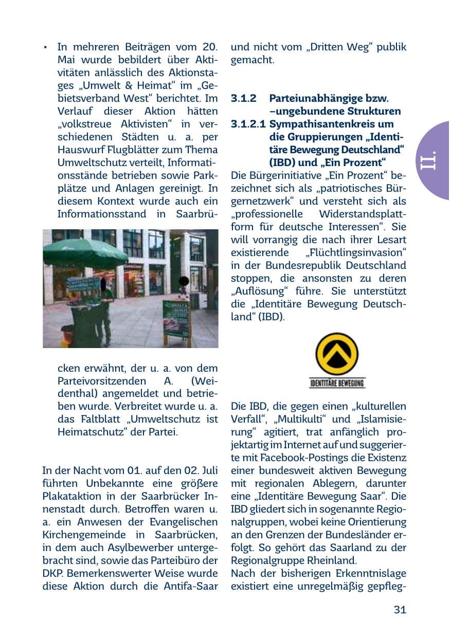 Seite 31 des Verfassungsschutzbericht 2017 Saarland