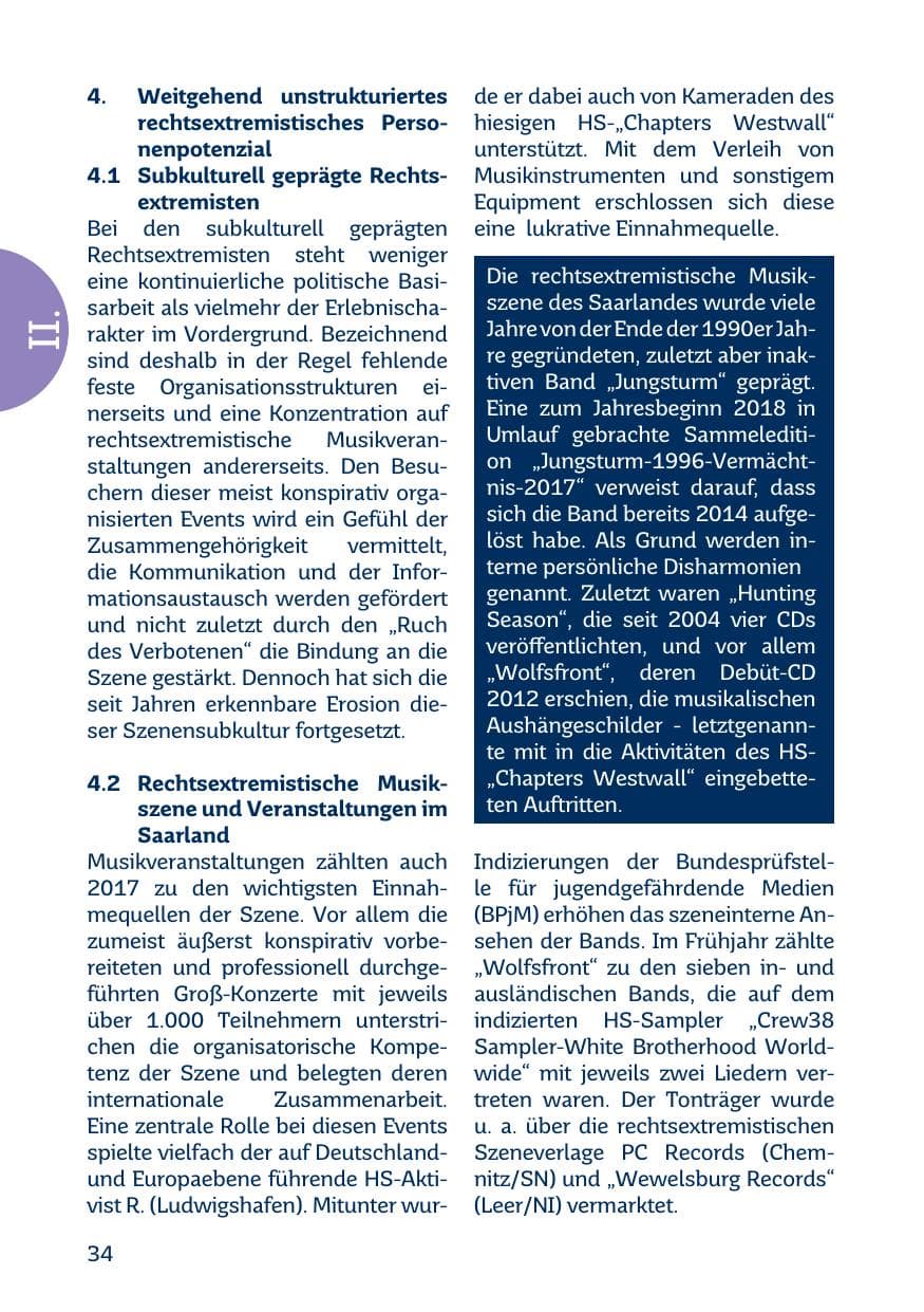 Seite 34 des Verfassungsschutzbericht 2017 Saarland