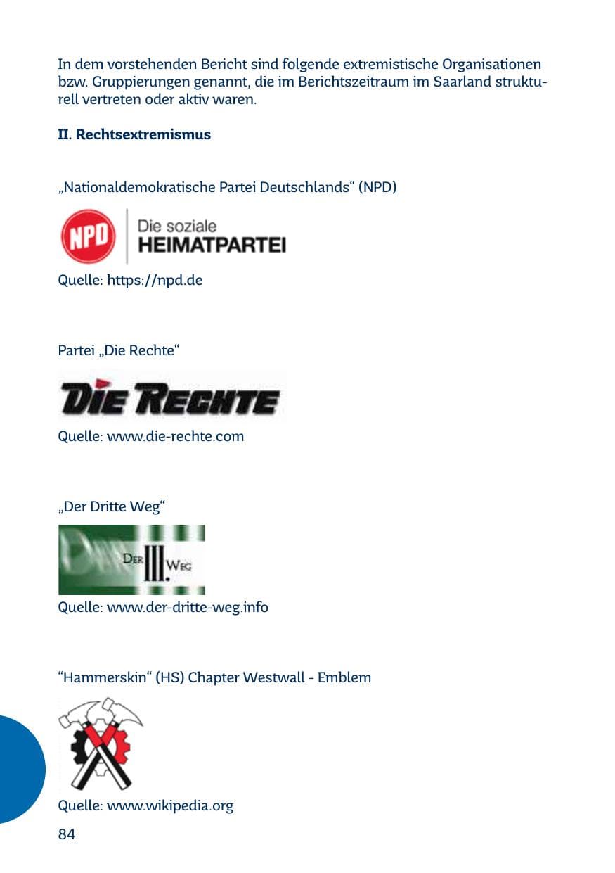 Seite 84 des Verfassungsschutzbericht 2017 Saarland