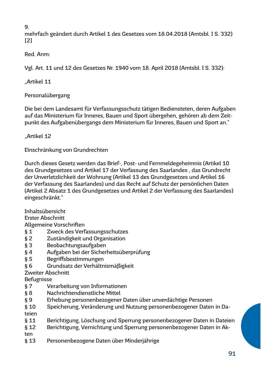 Seite 91 des Verfassungsschutzbericht 2017 Saarland