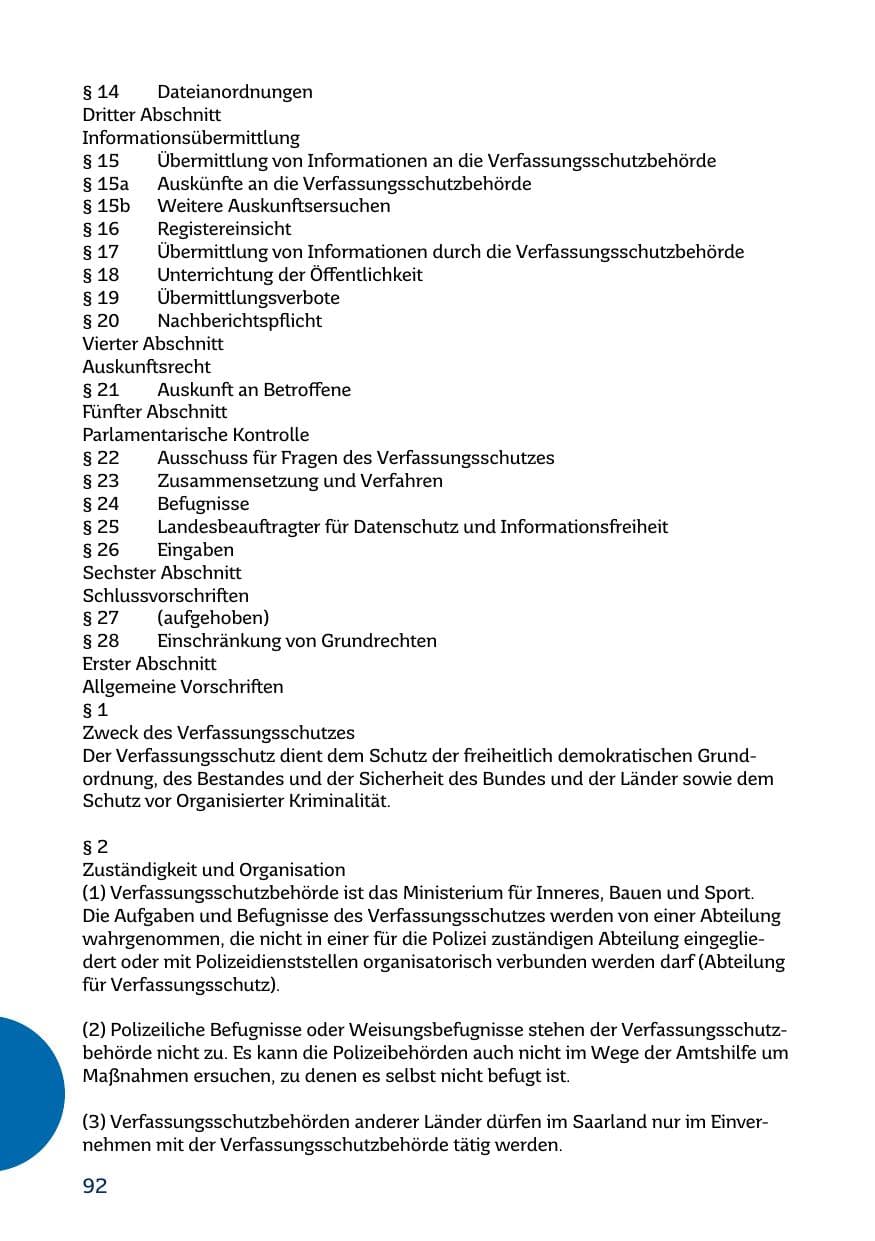 Seite 92 des Verfassungsschutzbericht 2017 Saarland