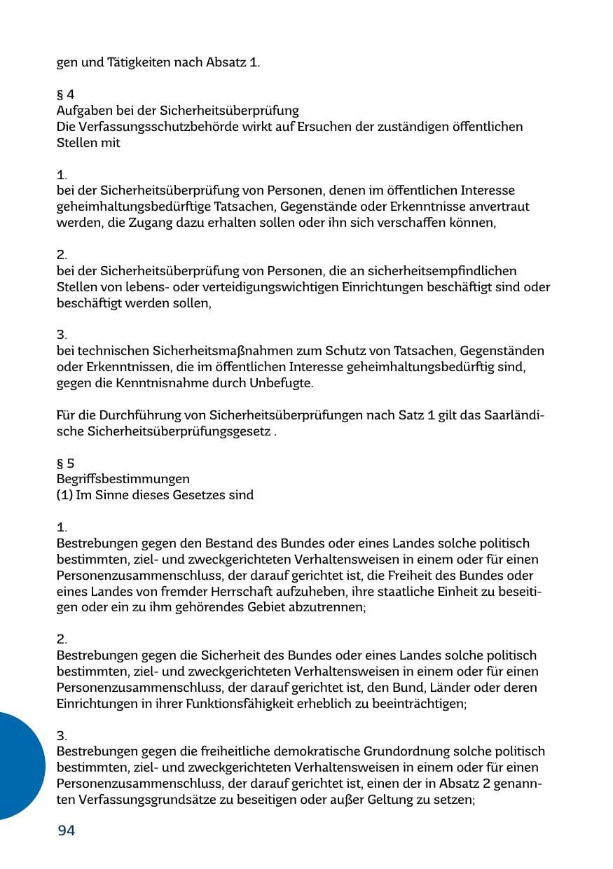 Seite 94 des Verfassungsschutzbericht 2017 Saarland