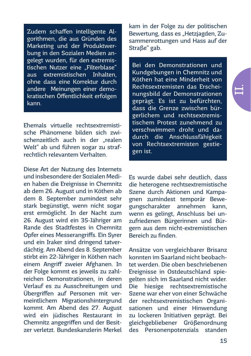 Seite 17 des Verfassungsschutzbericht 2018 Saarland