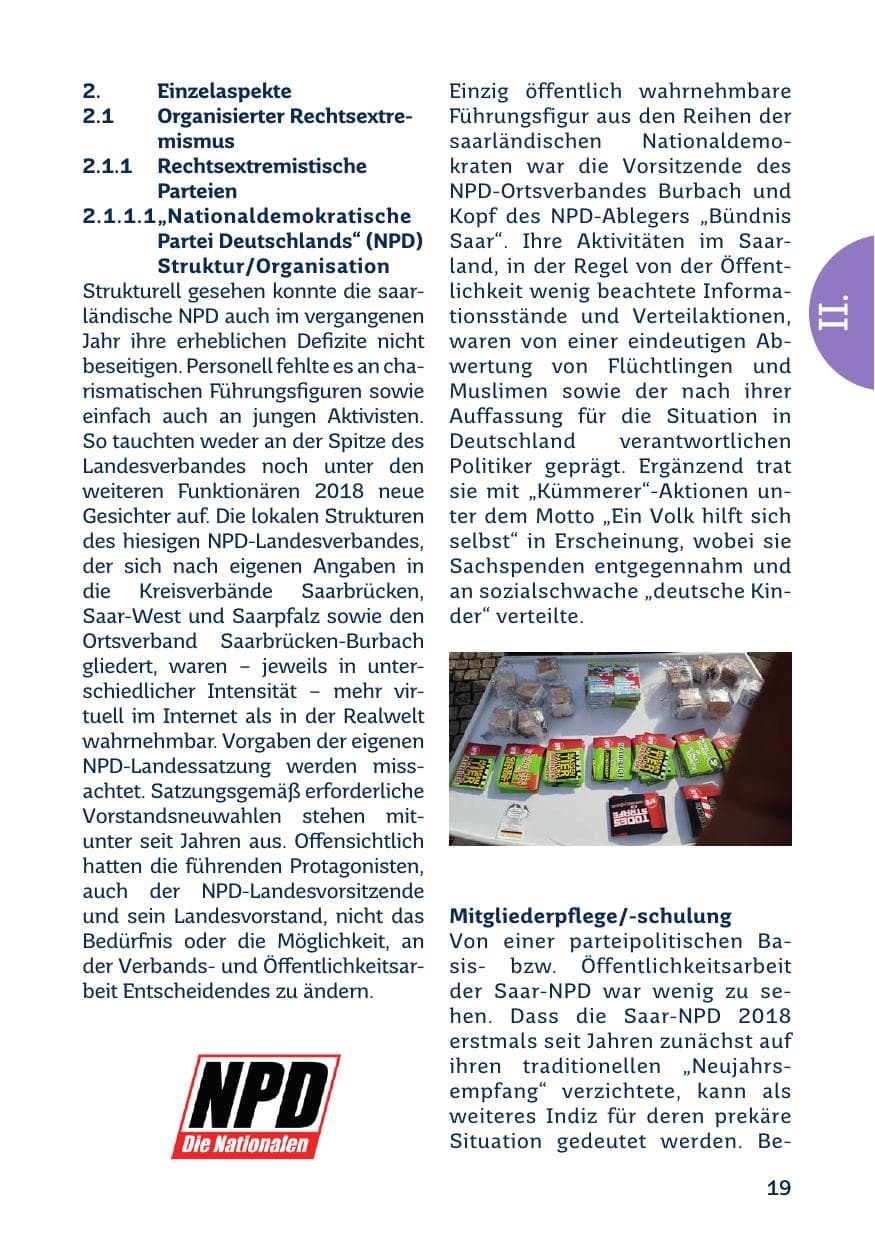 Seite 21 des Verfassungsschutzbericht 2018 Saarland