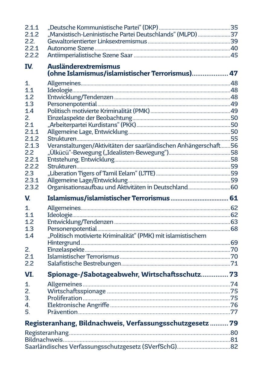 Seite 4 des Verfassungsschutzbericht 2018 Saarland