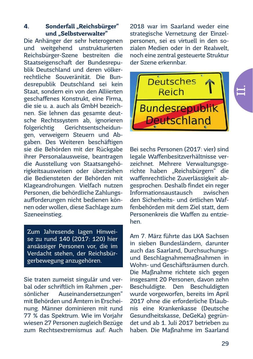 Seite 31 des Verfassungsschutzbericht 2018 Saarland