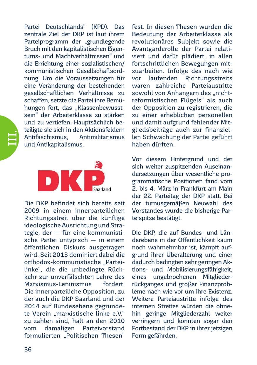 Seite 38 des Verfassungsschutzbericht 2018 Saarland