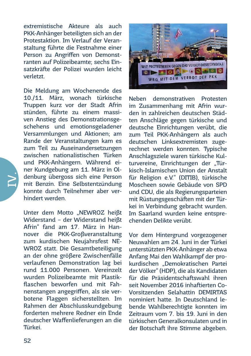 Seite 54 des Verfassungsschutzbericht 2018 Saarland