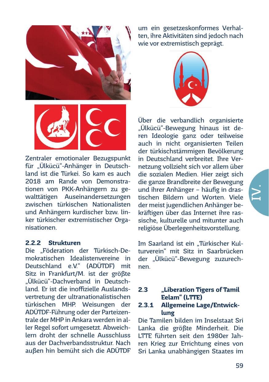 Seite 61 des Verfassungsschutzbericht 2018 Saarland
