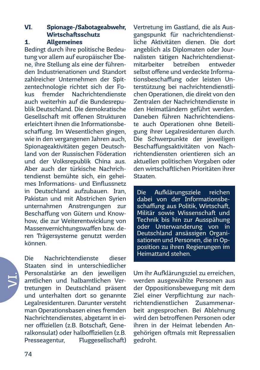 Seite 76 des Verfassungsschutzbericht 2018 Saarland
