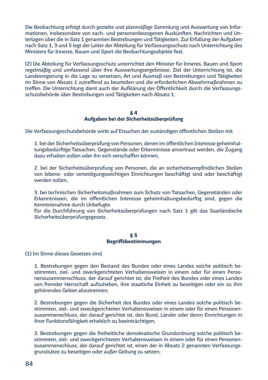 Seite 86 des Verfassungsschutzbericht 2018 Saarland