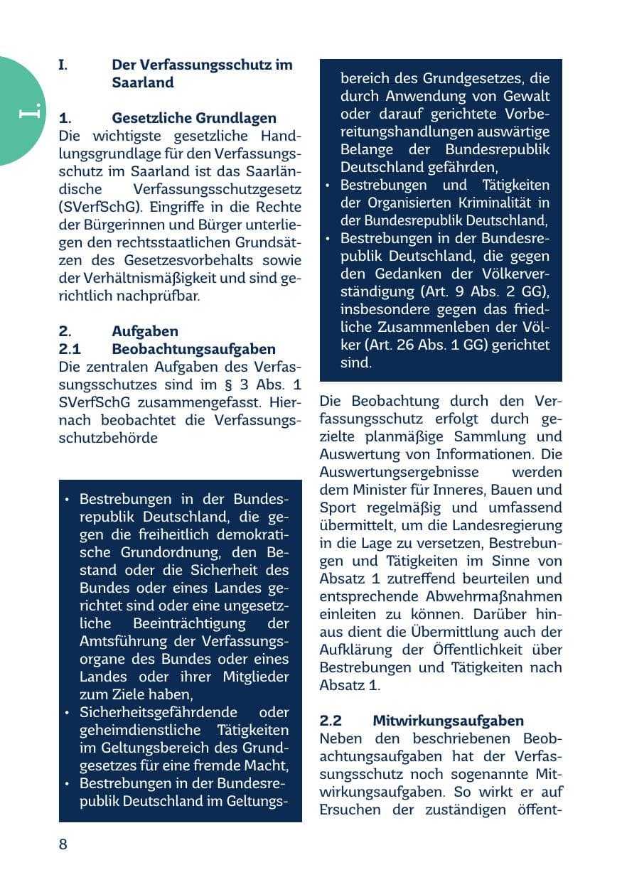Seite 10 des Verfassungsschutzbericht 2018 Saarland