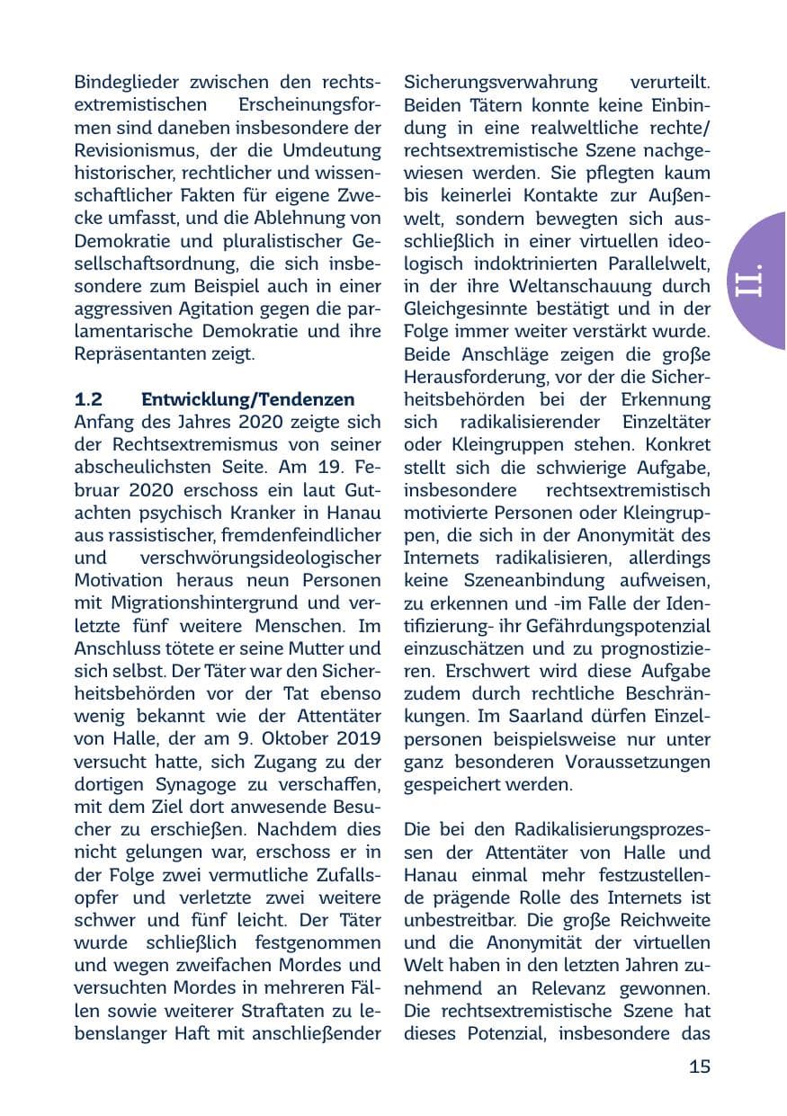 Seite 17 des Verfassungsschutzbericht 2020 Saarland