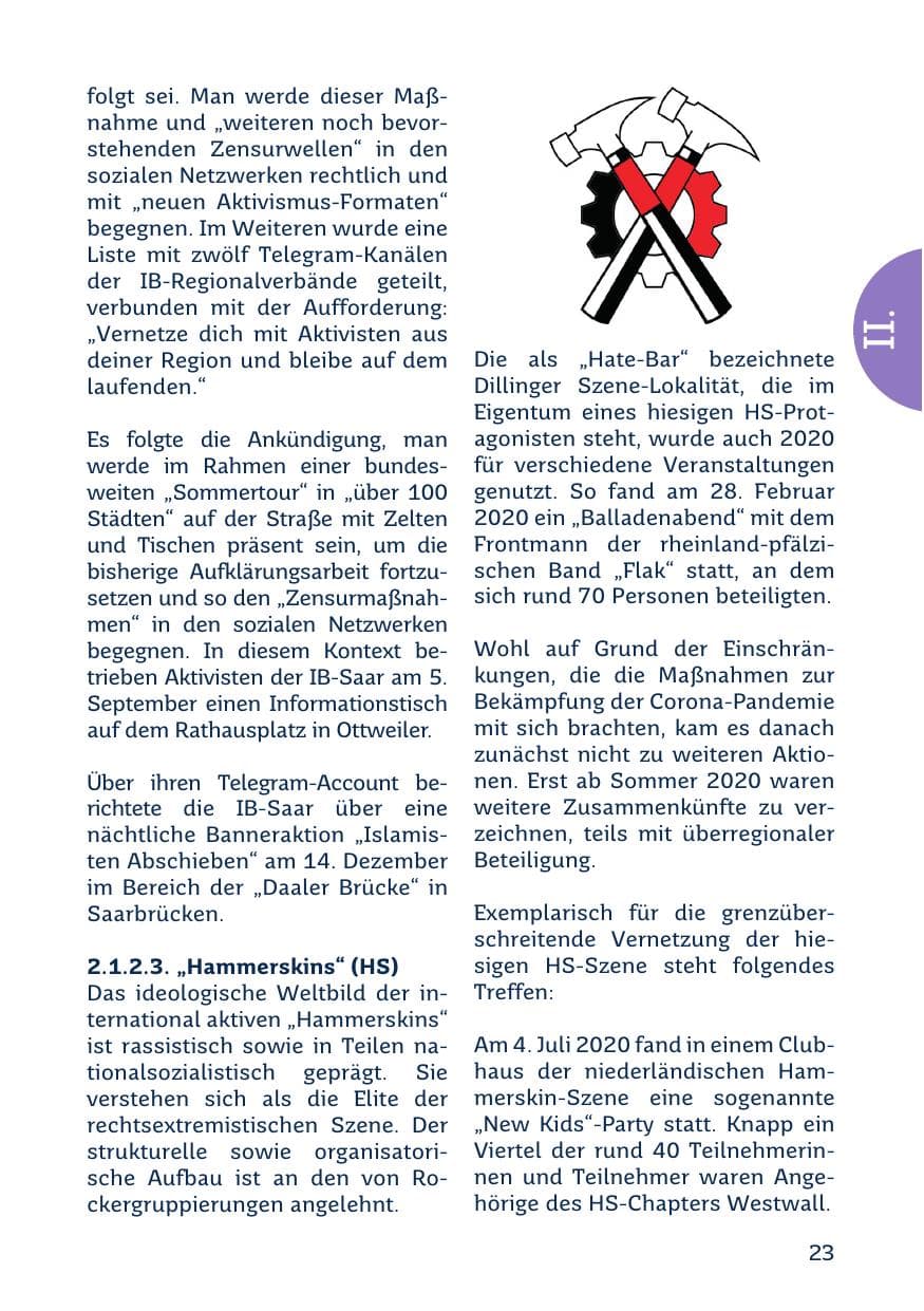 Seite 25 des Verfassungsschutzbericht 2020 Saarland