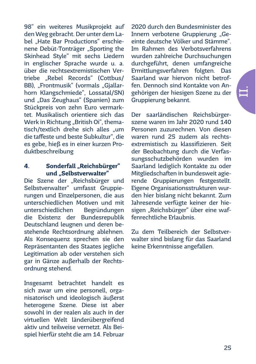 Seite 27 des Verfassungsschutzbericht 2020 Saarland