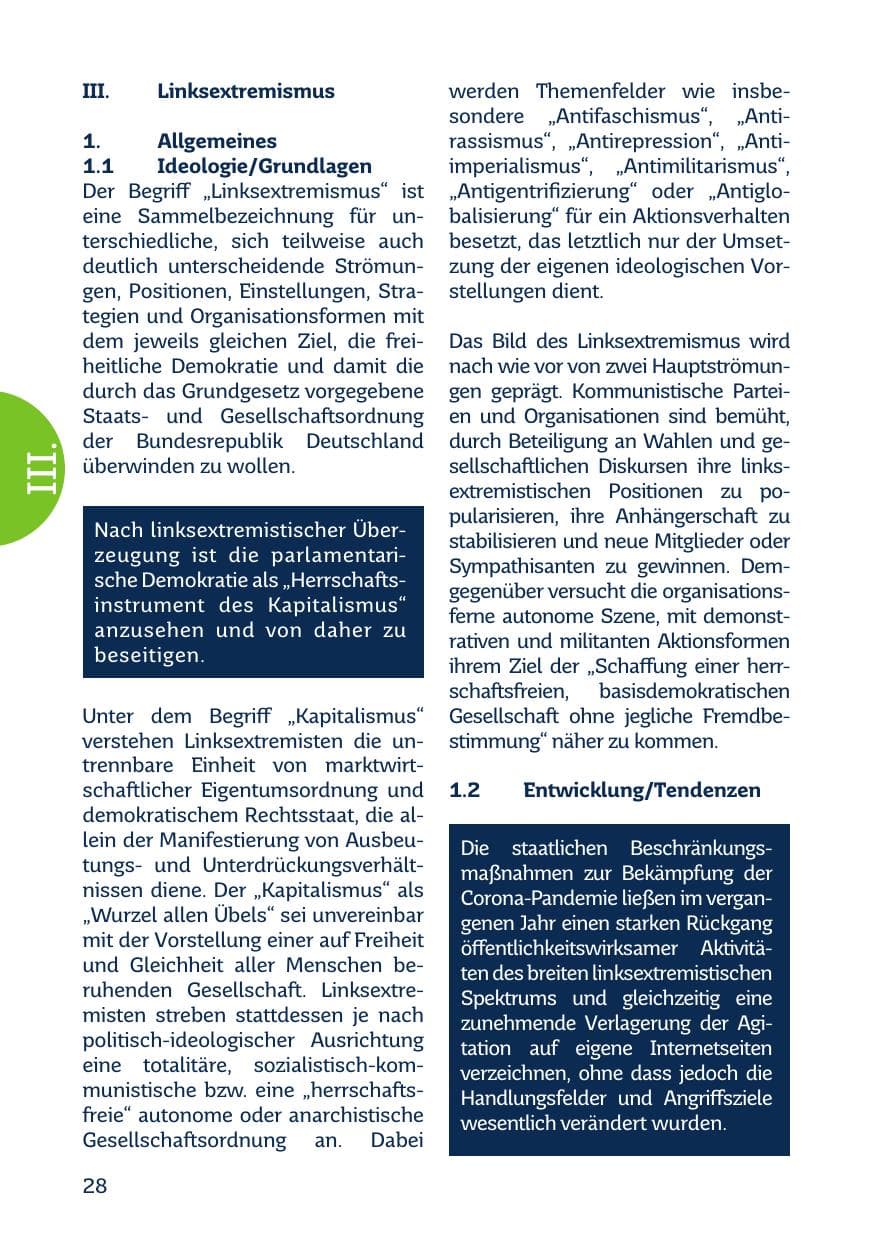 Seite 30 des Verfassungsschutzbericht 2020 Saarland