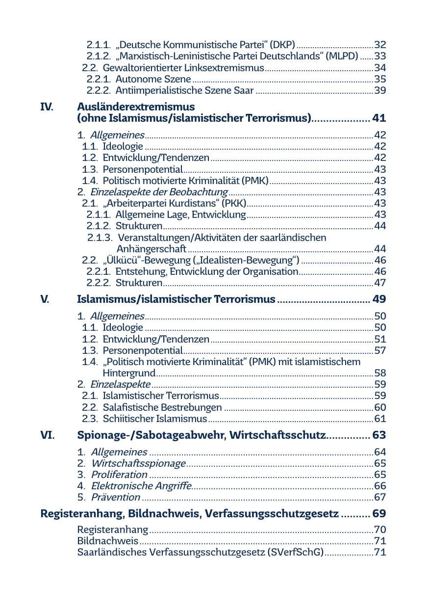 Seite 4 des Verfassungsschutzbericht 2020 Saarland