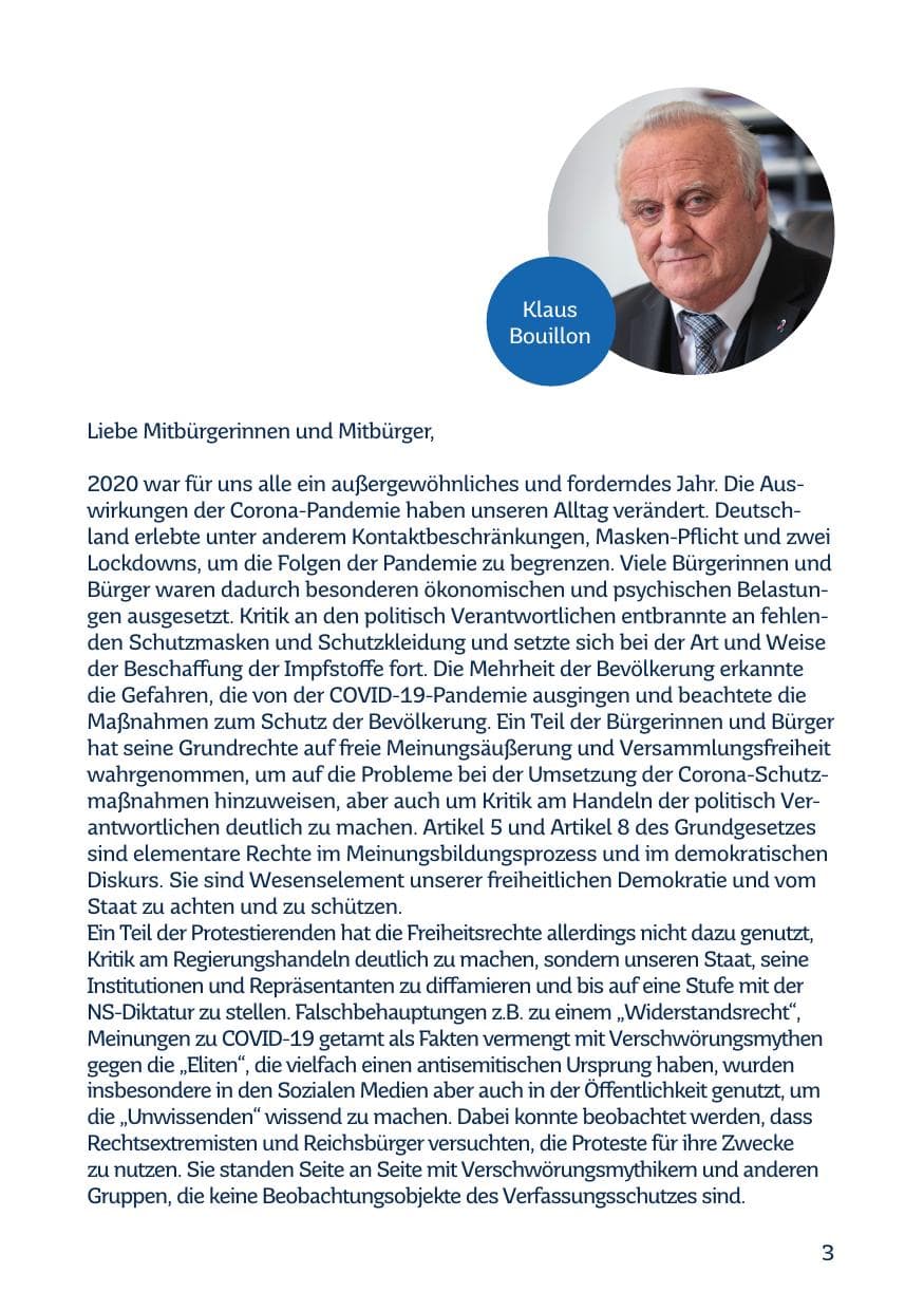 Seite 5 des Verfassungsschutzbericht 2020 Saarland