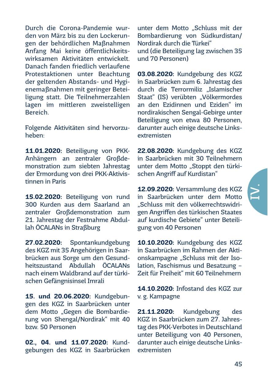 Seite 47 des Verfassungsschutzbericht 2020 Saarland