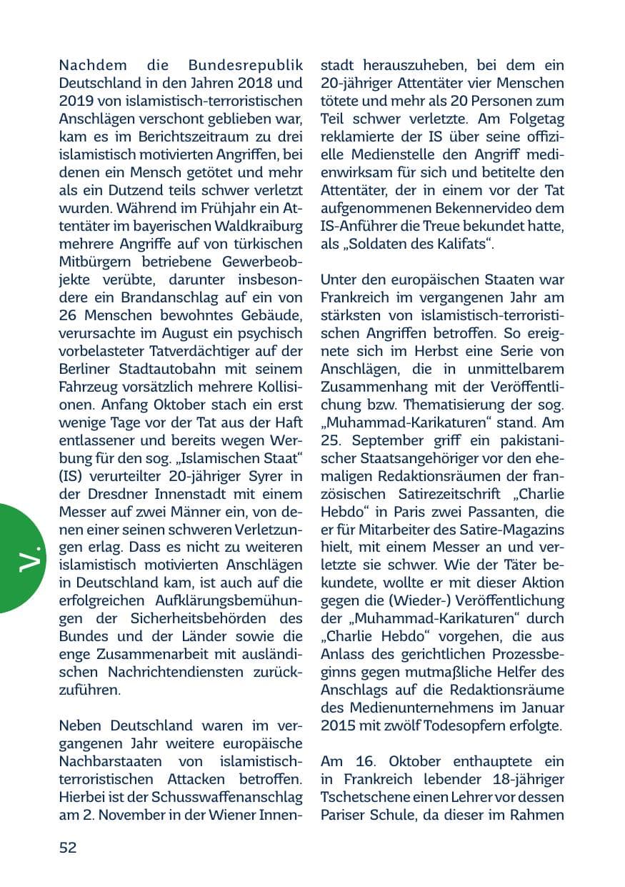 Seite 54 des Verfassungsschutzbericht 2020 Saarland