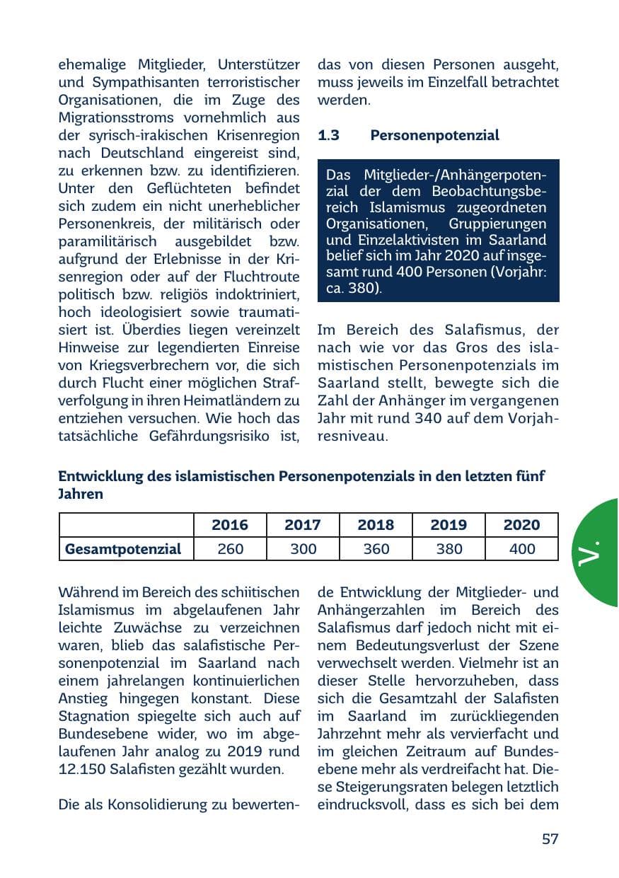Seite 59 des Verfassungsschutzbericht 2020 Saarland
