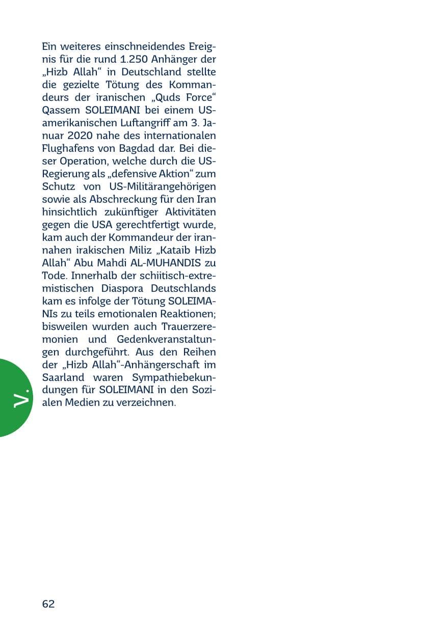 Seite 64 des Verfassungsschutzbericht 2020 Saarland