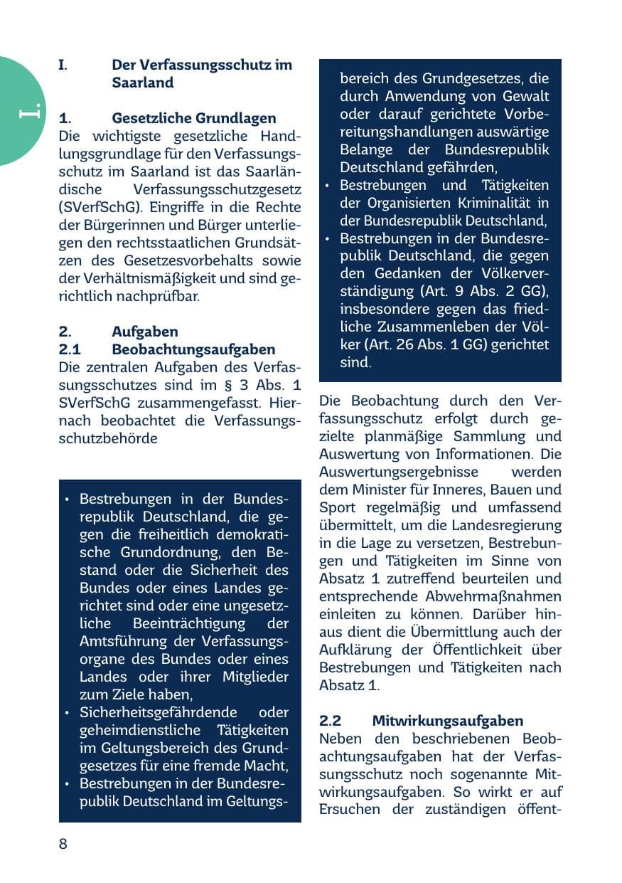 Seite 10 des Verfassungsschutzbericht 2020 Saarland