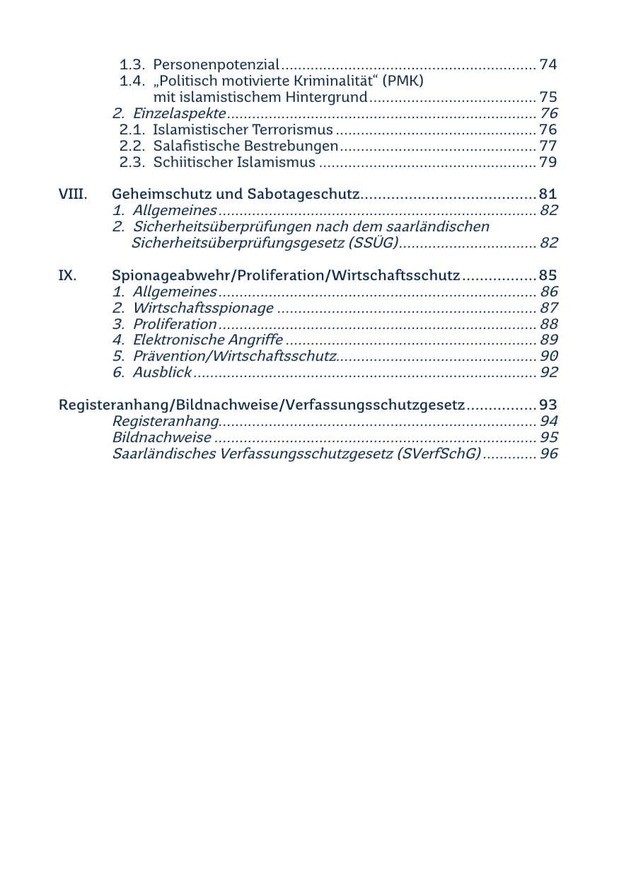 Seite 5 des Verfassungsschutzbericht 2021 Saarland