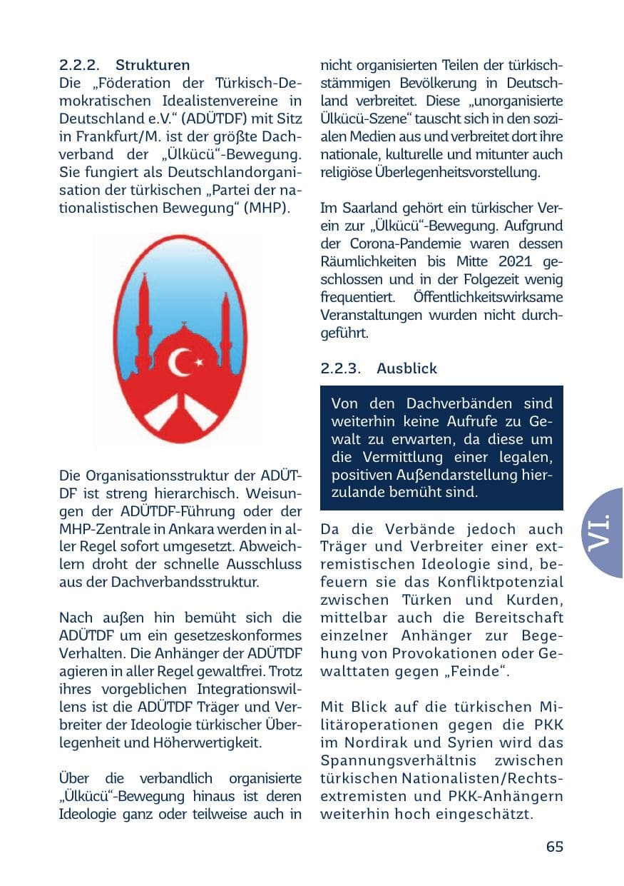 Seite 67 des Verfassungsschutzbericht 2021 Saarland