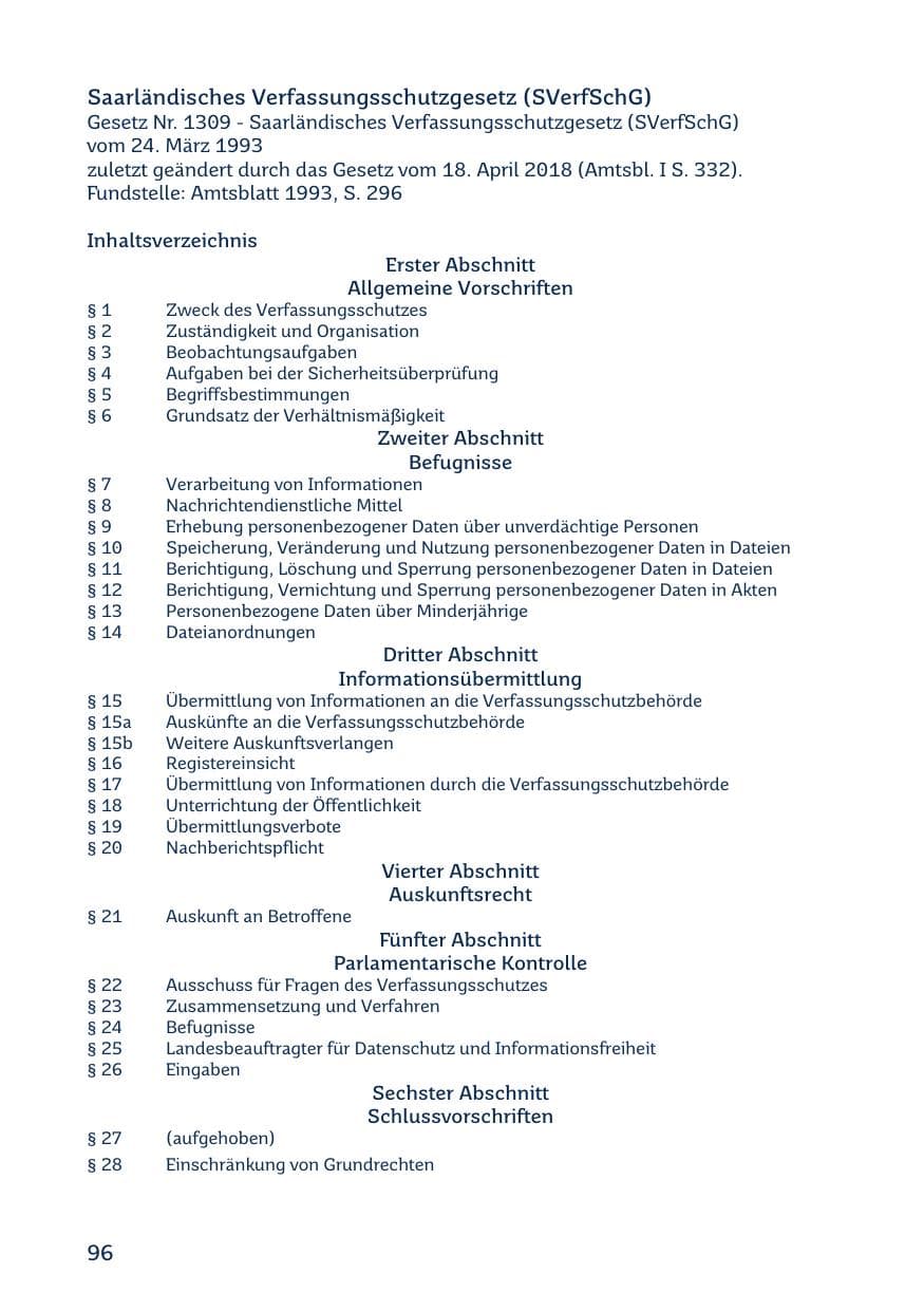Seite 98 des Verfassungsschutzbericht 2021 Saarland
