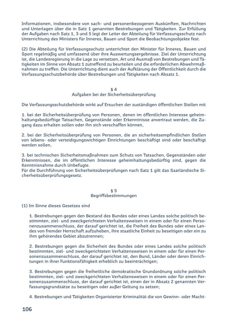 Seite 106 des Verfassungsschutzbericht 2022 Saarland