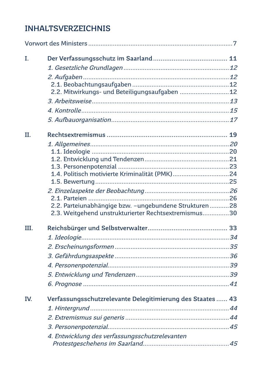 Seite 3 des Verfassungsschutzbericht 2022 Saarland