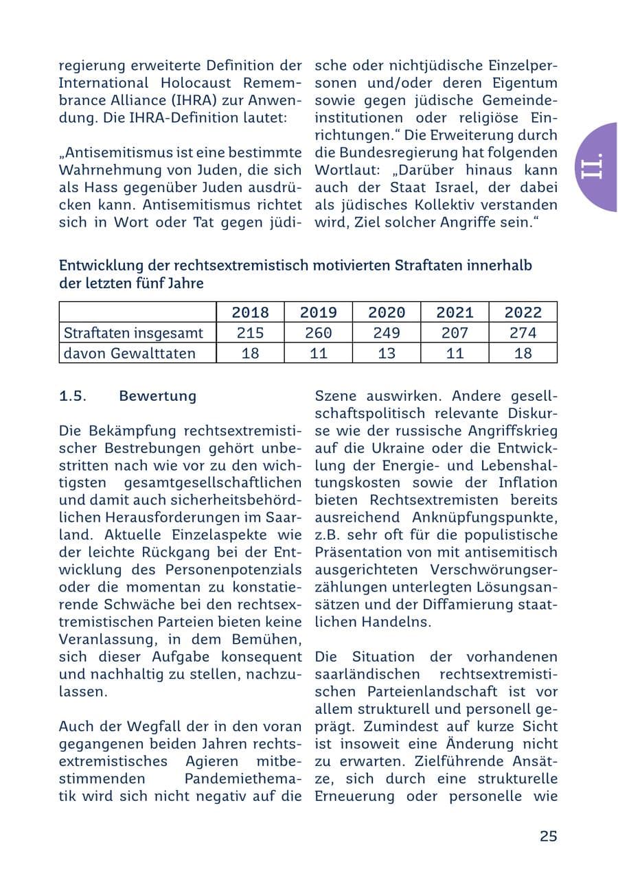 Seite 25 des Verfassungsschutzbericht 2022 Saarland