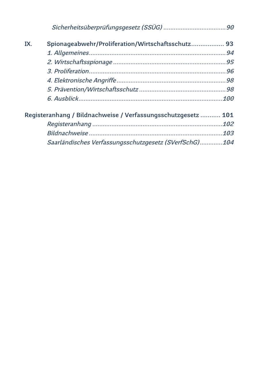 Seite 5 des Verfassungsschutzbericht 2022 Saarland