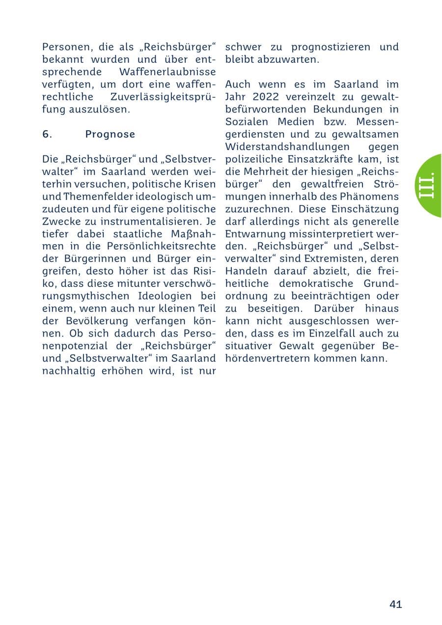 Seite 41 des Verfassungsschutzbericht 2022 Saarland